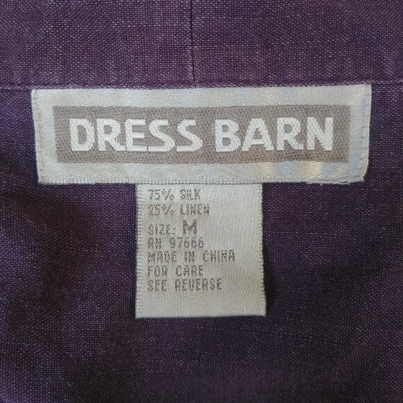 Vintage 75% silk 25% linen collar shell button down purple top blouse Medium - Picture 12 of 12